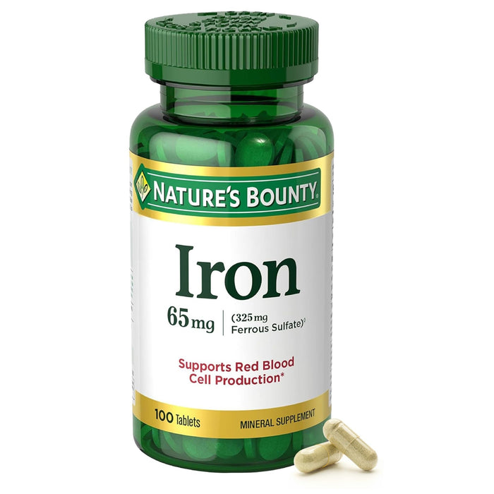 Nature's Bounty Iron 65 Mg Ferrous Sulfate - 100 Tablets by Pasteur Pharmacy