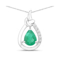 Genuine 10K Zambian Emerald Diamond Crossover Pendant by Fine Color Jewels