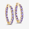 14k Gold Plated Tanzanite Hoop Earrings by Fine Color Jewels