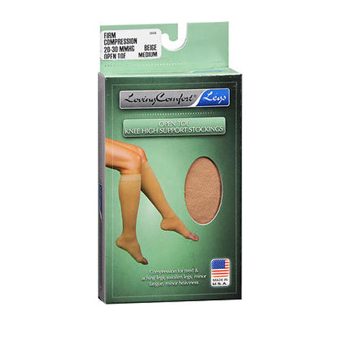 Loving Comfort Surgical Weight Stockings Knee-High Open Toe Women 20-30Mmhg - Beige - Medium by Pasteur Pharmacy