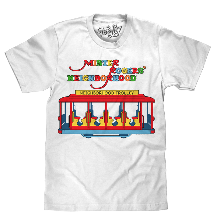Mister Rogers' Neighborhood Trolley Logo T-Shirt - White by Tee Luv