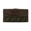 Fendi FF Zucca Leather x Canvas Brown Long Bifold Wallet #3298 by Bolt Boutique