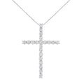 .925 Sterling Silver 4.0 Cttw Diamond 2-1/4" Cross Pendant with Box Chain Necklace (I-J Color, I1-I2 Clarity) - 18" by Bids.com