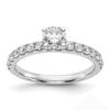 14K White Gold Lab Diamond Solitaire Pave Ring