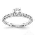 14K White Gold Lab Diamond Solitaire Pave Ring by Fine Color Jewels