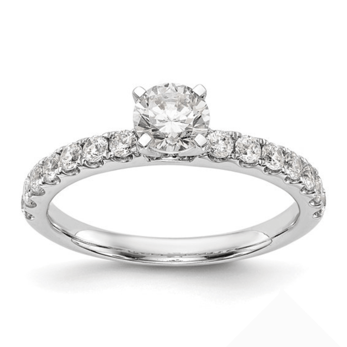 14K White Gold Lab Diamond Solitaire Pave Ring by Fine Color Jewels