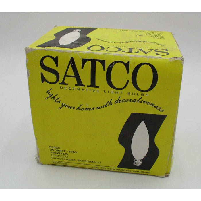 Satco S3285 25W Frosted Torpedo Candelabra Base Bulbs, 25 Count by Price Is Right Miami
