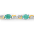 Oval Green Emerald Prong Silver Infinity Bolo Adjustable Bracelet by Fine Color Jewels
