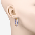 14k Gold Plated Tanzanite Hoop Earrings by Fine Color Jewels