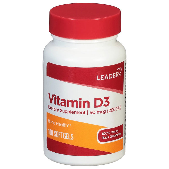 Leader 50 Mcg (2000IU) Vitamin D3 100 Softgels by Pasteur Pharmacy
