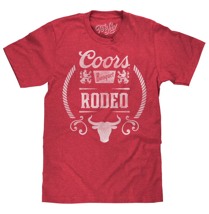 Coors Banquet Rodeo Bull Logo T-Shirt - Red by Tee Luv