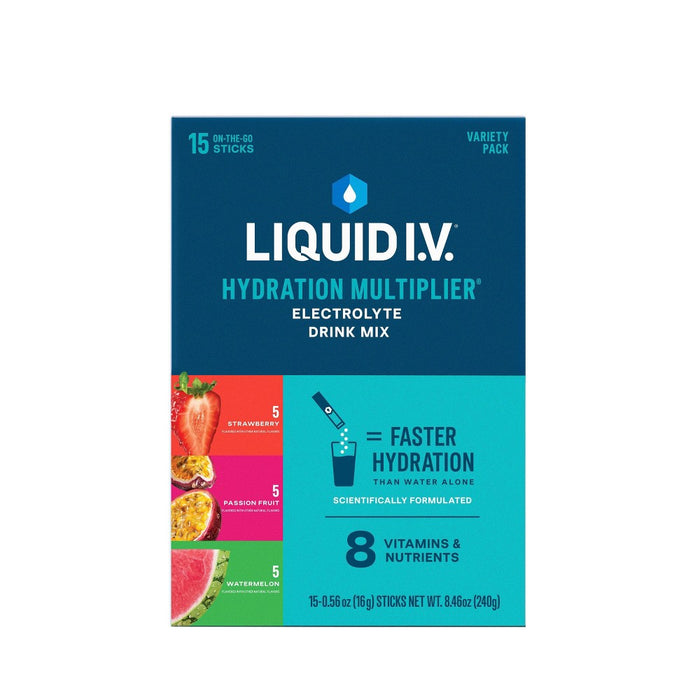 Liquid I.V.® Hydration Multiplier® – 3-Flavor Variety Pack (Strawberry, Passion Fruit, Watermelon) by Pasteur Pharmacy