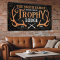 Family Hunting Trophy Lodge Sign by Tailored Canvases