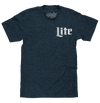 Miller Lite Beer Logo Front and Back Print T-Shirt - Denim Black Heather