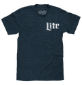 Miller Lite Beer Logo Front and Back Print T-Shirt - Denim Black Heather by Tee Luv