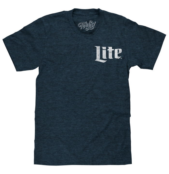 Miller Lite Beer Logo Front and Back Print T-Shirt - Denim Black Heather by Tee Luv