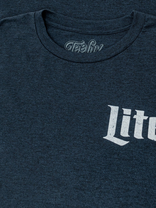 Miller Lite Beer Logo Front and Back Print T-Shirt - Denim Black Heather by Tee Luv