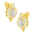 10K Yellow Gold 1/3 cttw Round-Cut Diamond Cluster and Swirl Stud Earrings (J-K Clarity, I2-I3 Color) by Bids.com