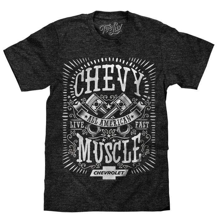 Chevrolet All American Muscle T-Shirt - Gray by Tee Luv