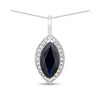 Genuine Blue Sapphire and Diamond Halo Pendant