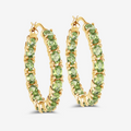 14k Gold Plated Peridot Hoop Earrings by Fine Color Jewels
