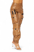 It's My Year Vegan Leather Cargo Jogger Pants by The House of Stylez