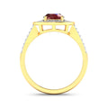 1.84 Ct Oval Cut Pink Ruby and White Diamond Halo Pave Ring by Fine Color Jewels