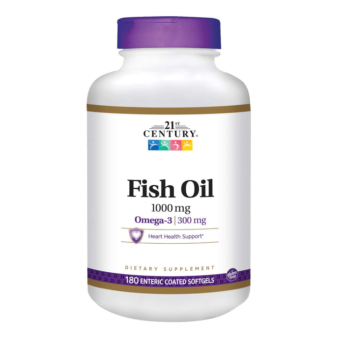 21st Century Fish Oil 1000 Mg Enteric Coated Softgels, 180Count by Pasteur Pharmacy