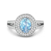 Genuine Aquamarine Diamond Halo Pave Ring