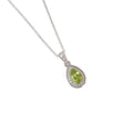 Silver Natural Pear Shaped Peridot Earrings & Necklace Jewelry Sets by Fine Color Jewels