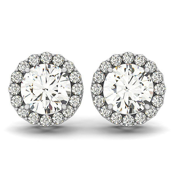 14k White Gold Four Prong Round Halo Diamond Earrings (1 1/6 cttw) by Bids.com