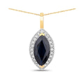 Genuine Blue Sapphire and Diamond Halo Pendant by Fine Color Jewels