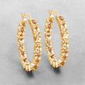 14k Gold Plated Citrine Hoop Earrings by Fine Color Jewels