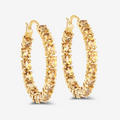 14k Gold Plated Citrine Hoop Earrings by Fine Color Jewels