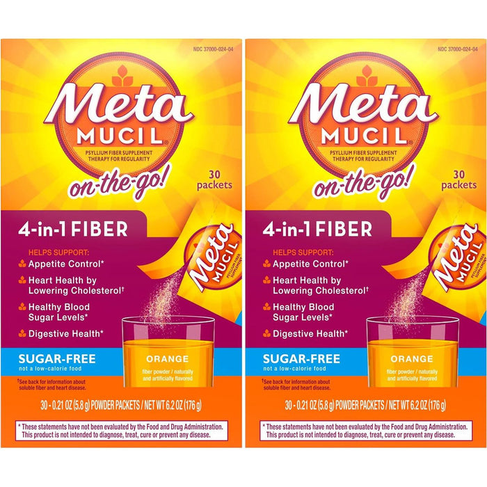 Metamucil Psyllium Fiber Supplement, 4 In 1 Fiber, Powder Packets, Orange by Pasteur Pharmacy