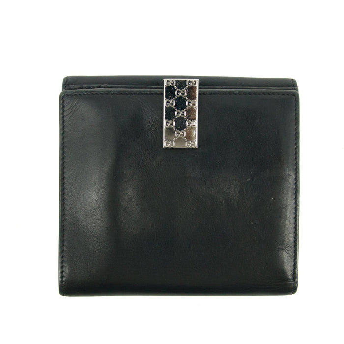 Gucci Black Leather Bifold Wallet w/ Silver Hardware #3398 by Bolt Boutique