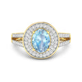Genuine Aquamarine Diamond Halo Pave Ring by Fine Color Jewels