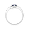 0.85 Ct Round Blue Sapphire & Diamond Prong 10k Gold Cocktail Ring by Fine Color Jewels