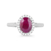 1.41 Ct Oval Pink Ruby Diamond Prong 10K Gold Halo Ring