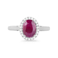 1.41 Ct Oval Pink Ruby Diamond Prong 10K Gold Halo Ring by Fine Color Jewels