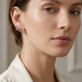 IGI Certified 2.01 Ct Pear Multi Color Unheated Sapphire and Diamond 14K Yellow Gold Ear Crawler Earrings by Fine Color Jewels