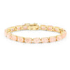 34.50 Ct Oval Pink Morganite Prong 14K Yellow Gold Plated Silver Tennis Bracelet