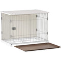 34" Long Elegant Wood Frame White Dog Cage by DailySale