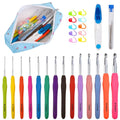 34-Piece Set: Aluminum Handle Crochet Hook Needles Knitting Tool by DailySale