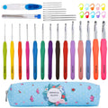 34-Piece Set: Aluminum Handle Crochet Hook Needles Knitting Tool by DailySale