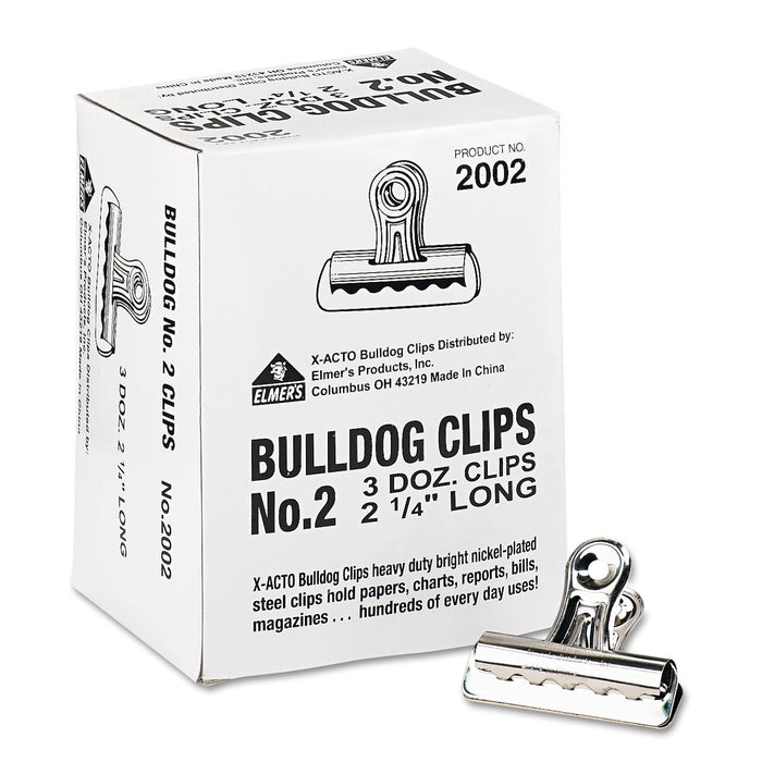 X-ACTO Bulldog Clips, Medium, Nickel, 36/Box