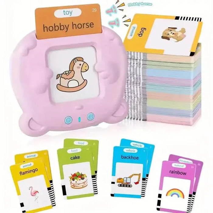 Flash Card Learning Toy – 112 Cards, 224 Words, USB Rechargeable Reading Toy for Kids (Pink/Blue) by DailySale
