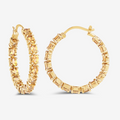 14k Gold Plated Citrine Hoop Earrings by Fine Color Jewels