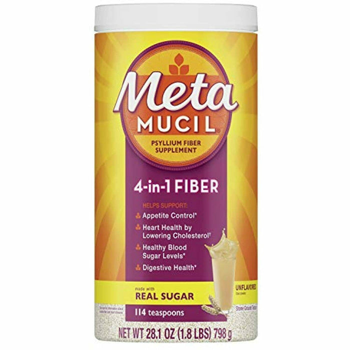 Metamucil Daily Psyllium Husk Powder Supplement With Real Sugar, 4-in-1 Fiber Unflavored by Pasteur Pharmacy