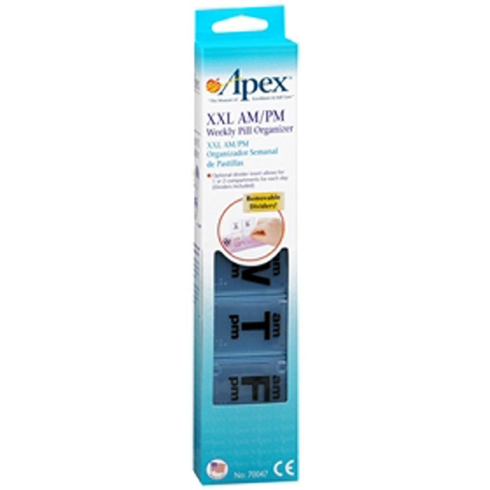 Apex 7-Day AM/PM Pill Organizer, XX-Large (XXL) - Massive Capacity Weekly Planner by Pasteur Pharmacy